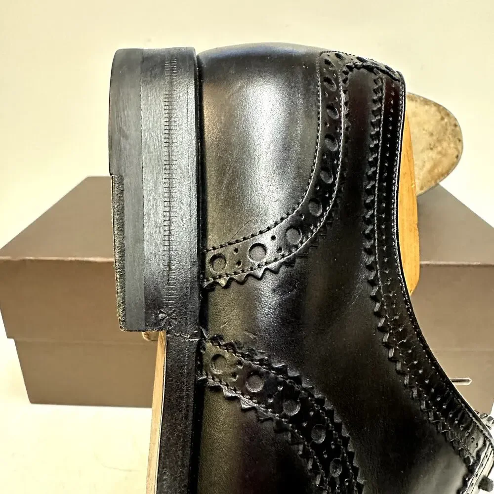 EUC Gucci Oxford Brogue Round Cap Toe 312279 Betis Glamour Nero UK 8.5 US 9 D